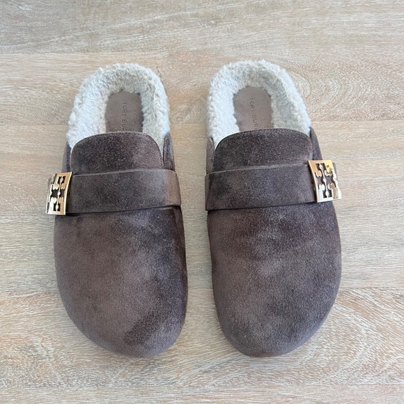 Tory Burch Mellow Suede Shearling Mules - Picture 3 of 12